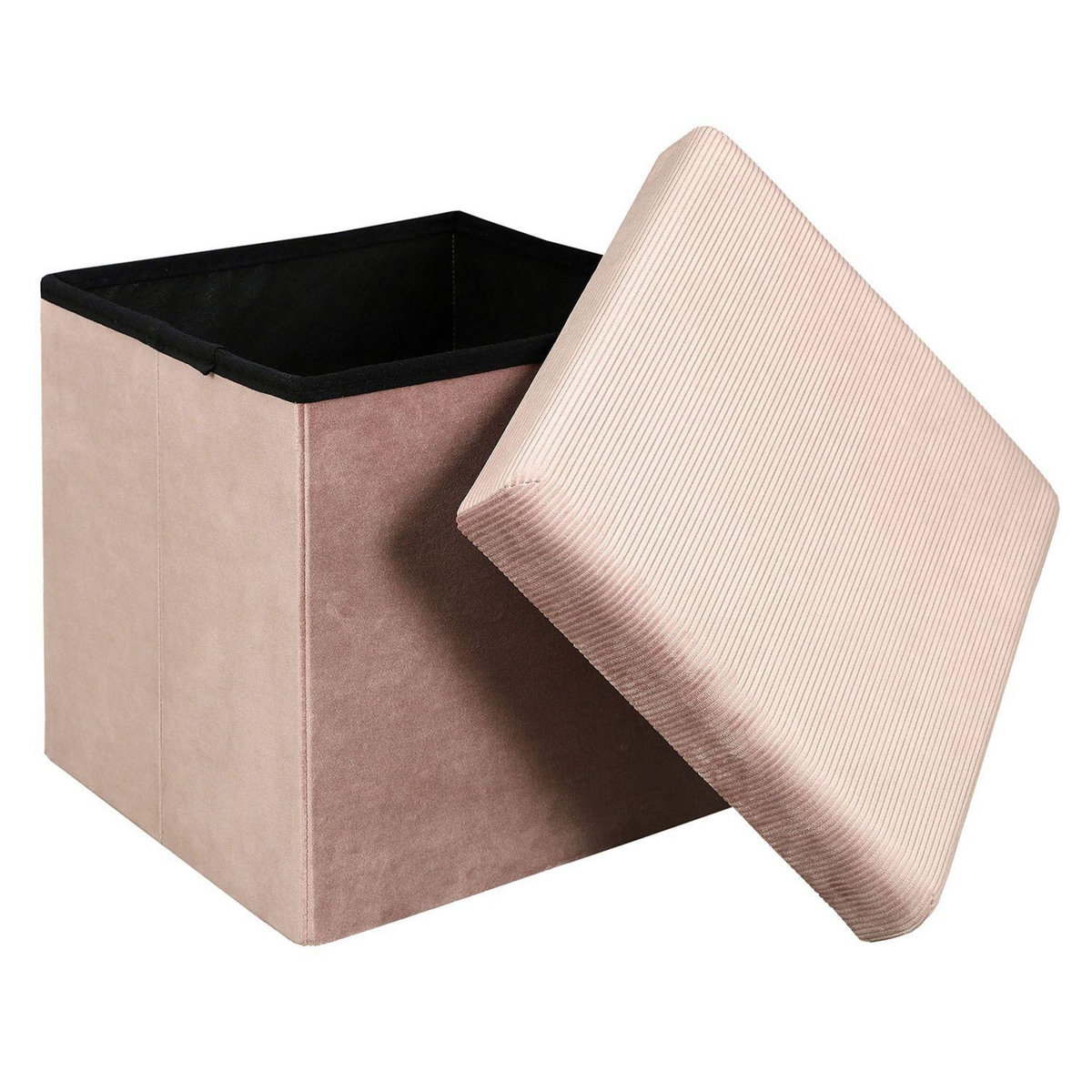 The Home Deco Factory Pouf coffre pliable en velours design Giulia