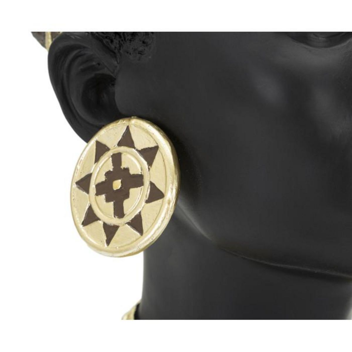 Paris Prix Statuette Tête Femme Coiffe  Massai  45cm Noir