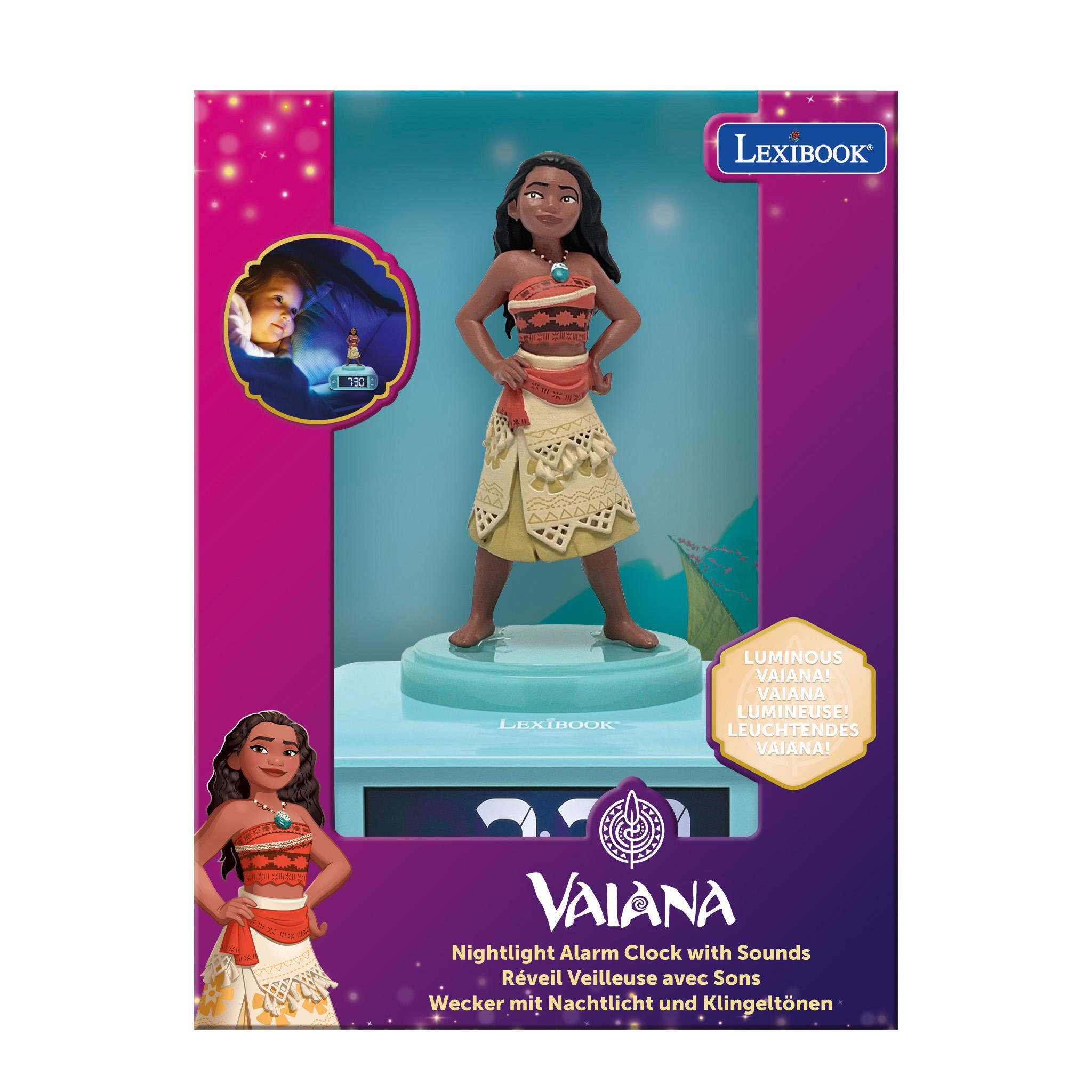 Voir la diapositive 3 : Lexibook Réveil avec veilleuse Vaiana en 3D