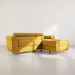 BEST MOBILIER Pablo - canapé d'angle droit - 6 places - convertible avec coffre et têtières réglables - en velours