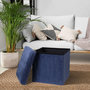 Voir la diapositive 2 : TOILINUX Pouf de rangement pliable Kube en velours - Bleu