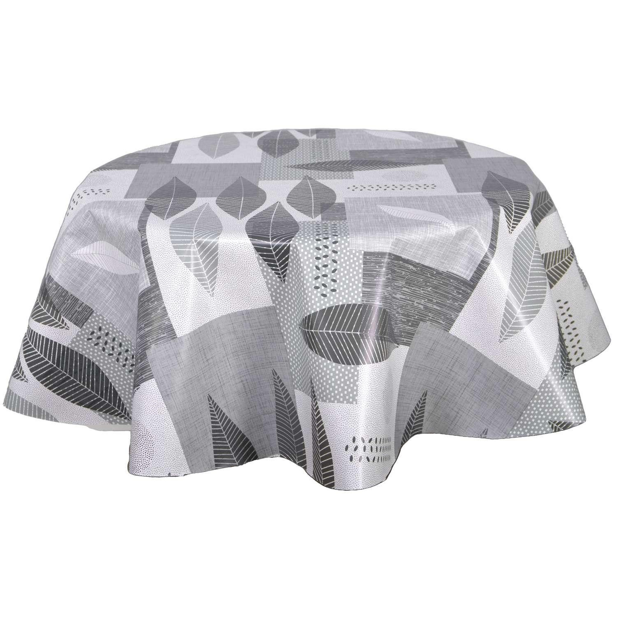 Voir la diapositive 1 : HABITABLE Nappe en toile cirée ronde Opus - Diam. 150 cm - Gris