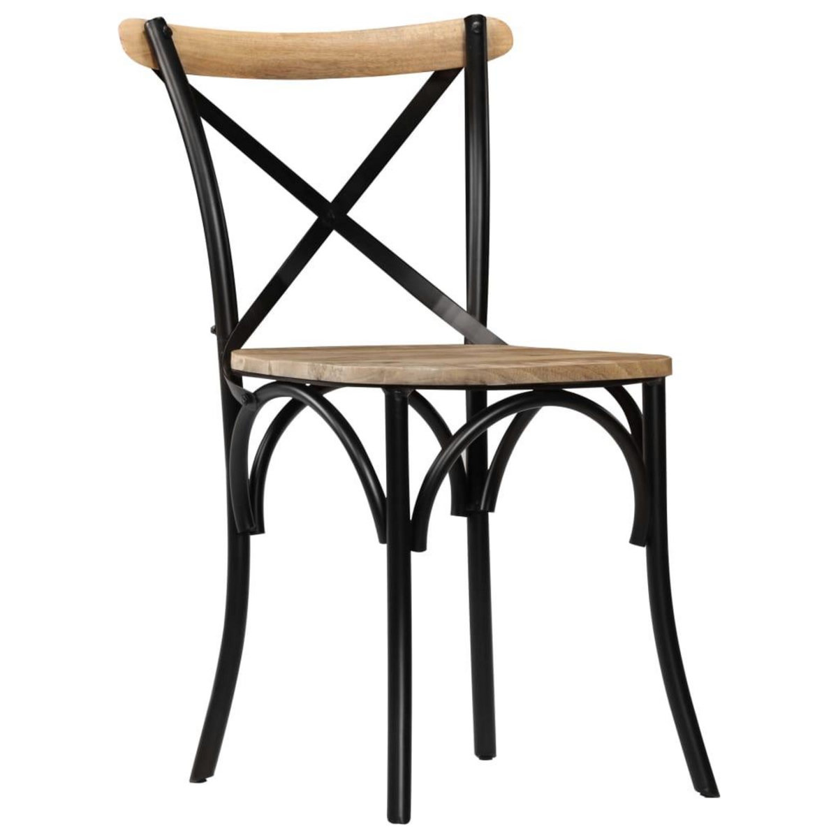 VIDAXL Chaises a dossier croise lot de 6 noir bois de manguier massif