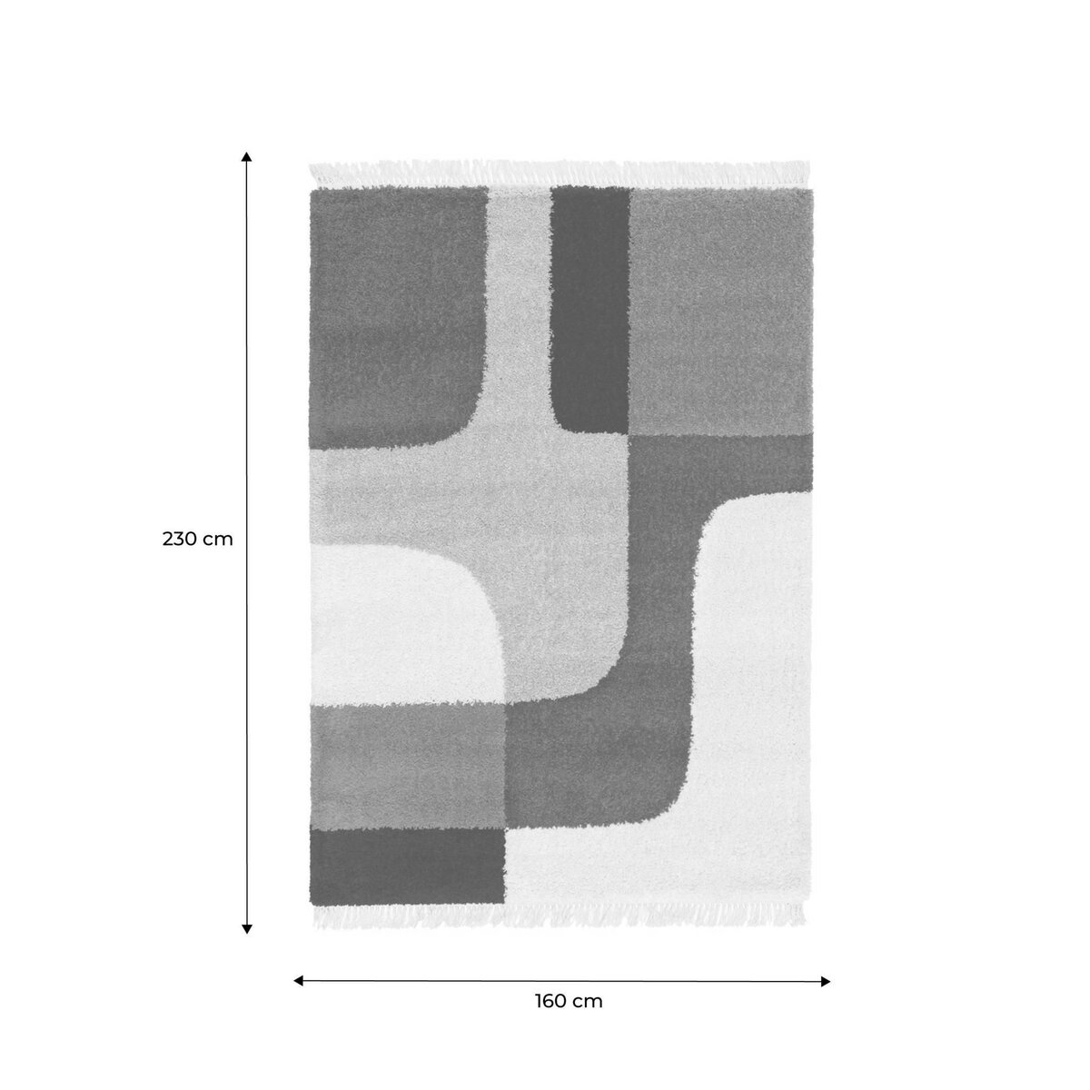 SWEEEK Tapis intérieur shaggy, motifs géométriques, crème