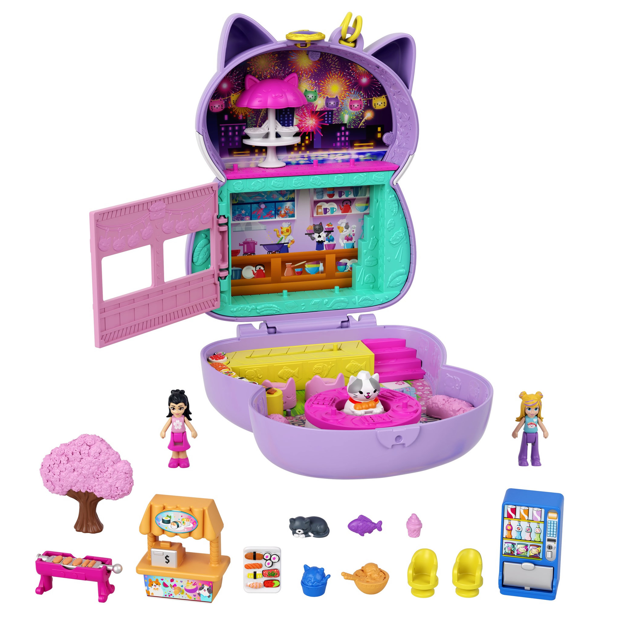 Voir la diapositive 2 : POLLY POCKET Mini poupée Polly Pocket - Coffret chat restaurant