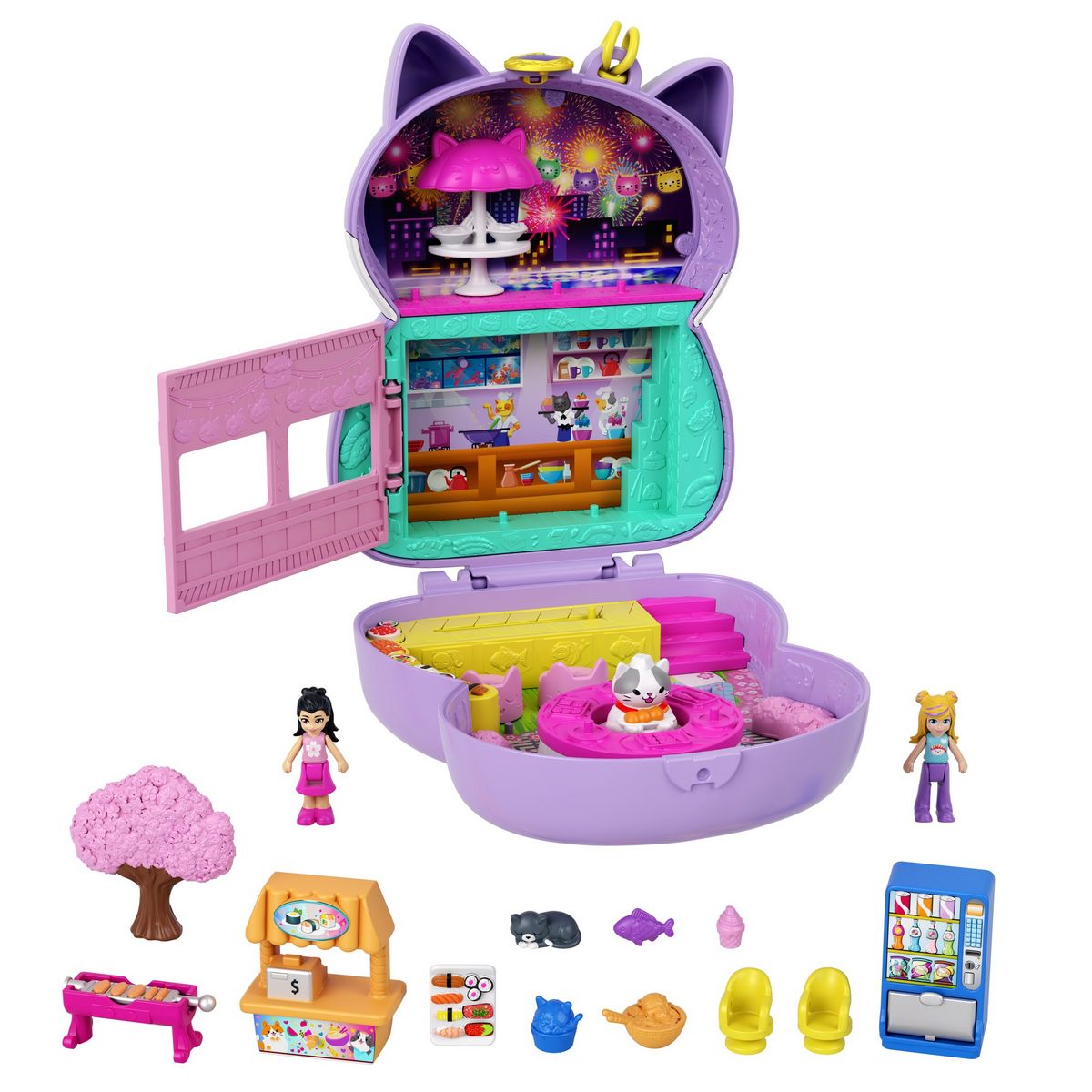 POLLY POCKET Mini poupée Polly Pocket - Coffret chat restaurant