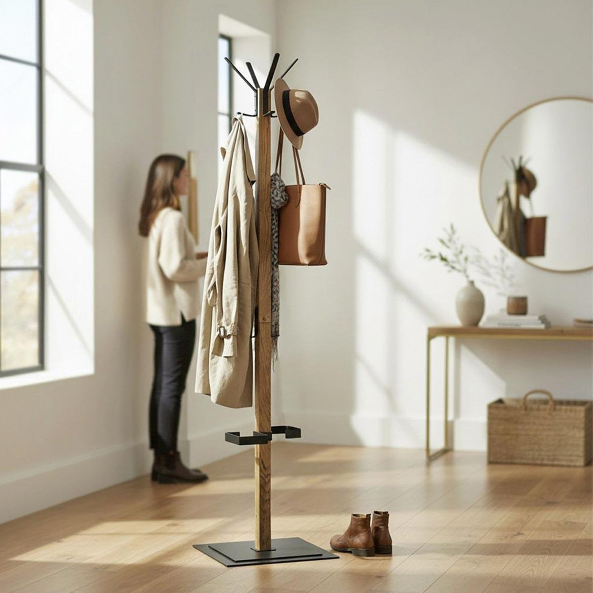 Voir la diapositive 3 : Paris Prix Porte-manteau design  havelock  180cm chêne & noir