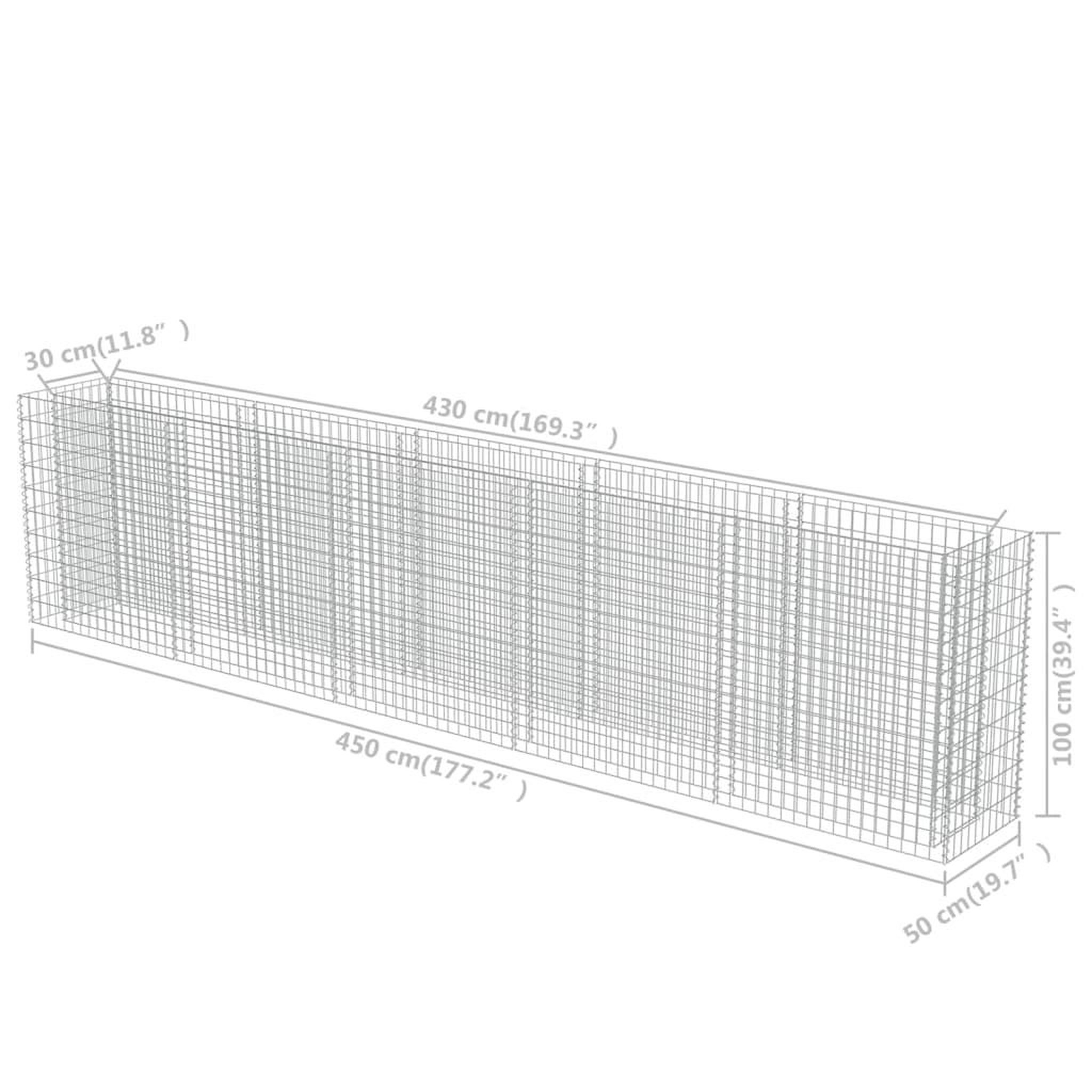 Voir la diapositive 6 : VIDAXL Lit sureleve a gabion Acier galvanise 450x50x100 cm