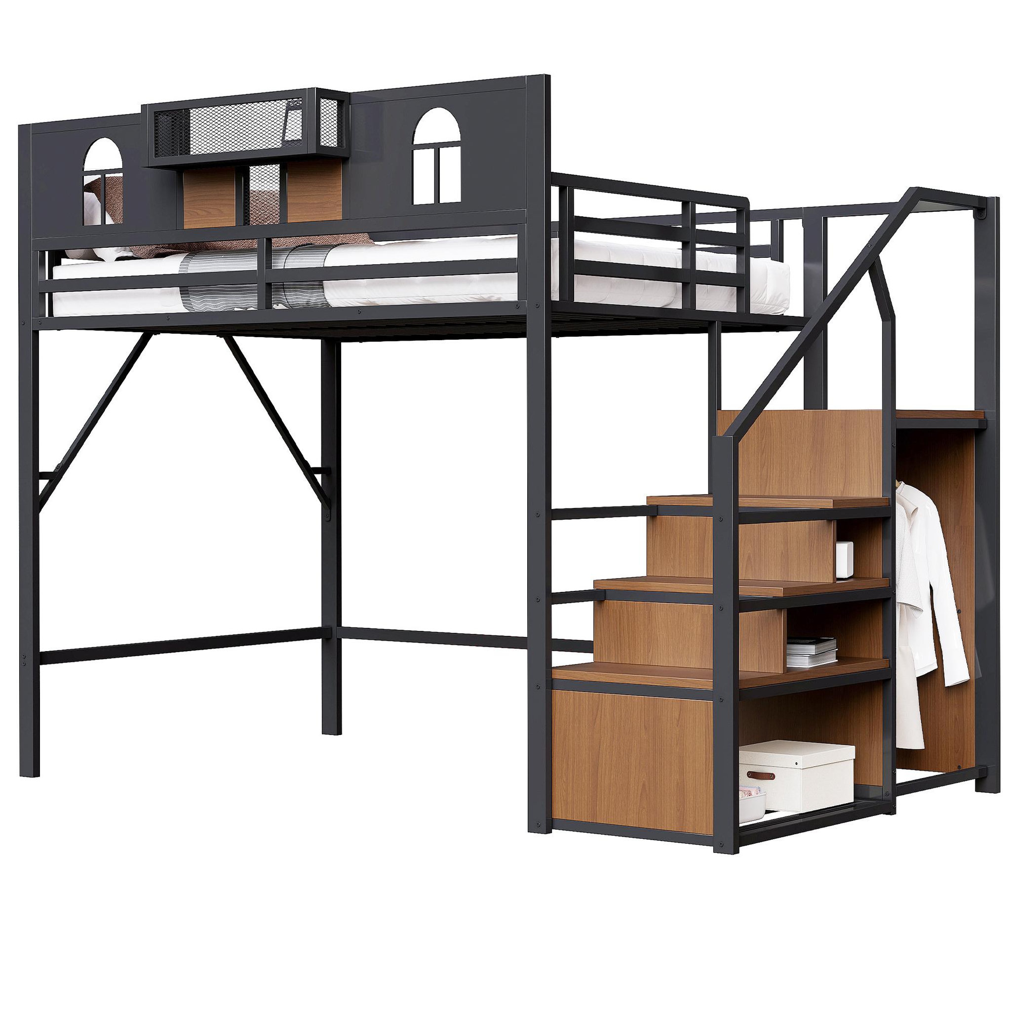 MERAX Lit mezzanine. Coloris disponibles : Noir, Blanc