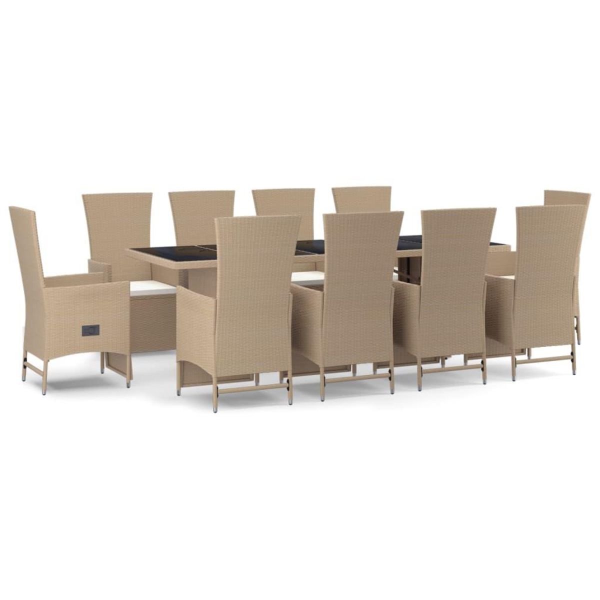 VIDAXL Ensemble a manger de jardin et coussins 11 pcs beige poly rotin