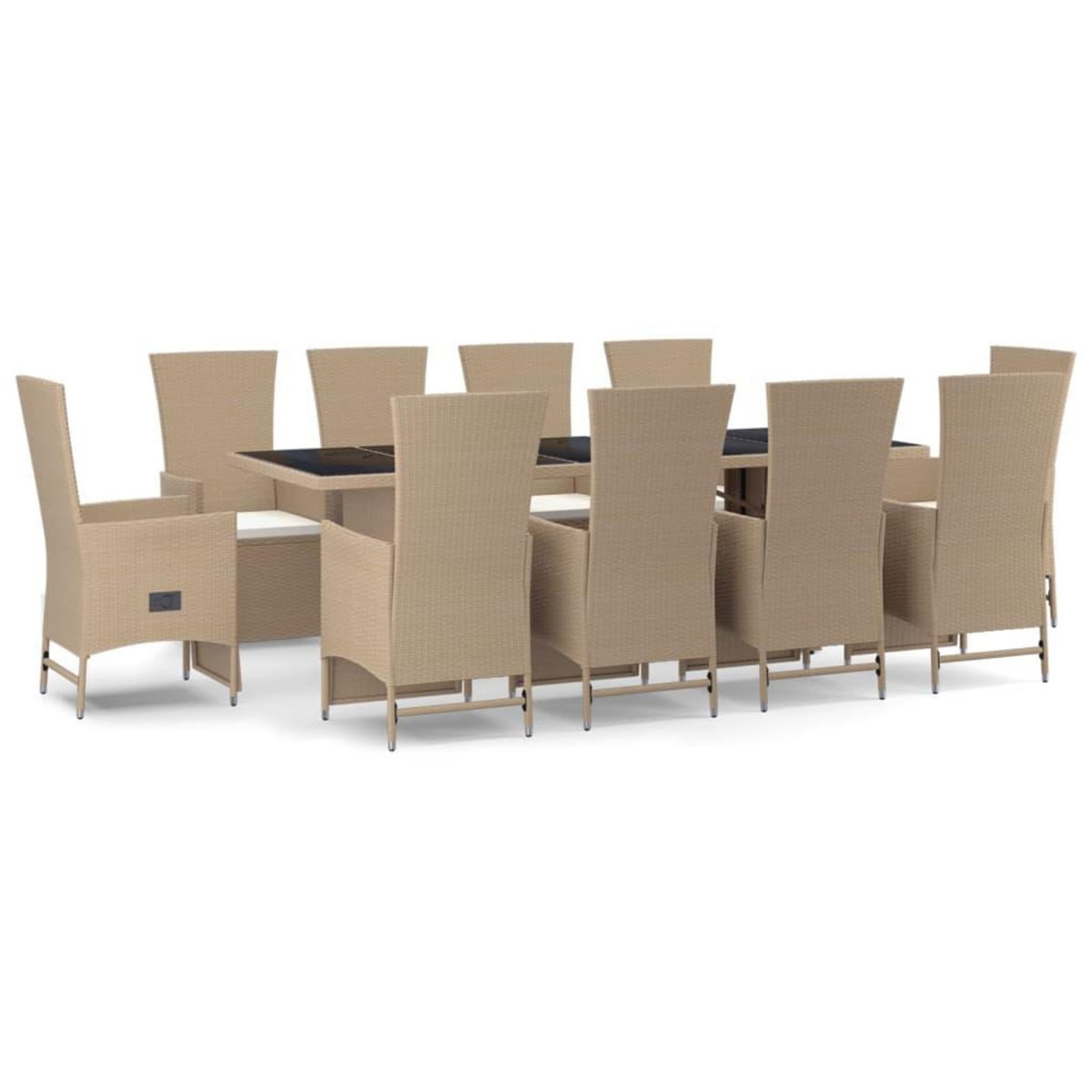 VIDAXL Ensemble a manger de jardin et coussins 11 pcs beige poly rotin