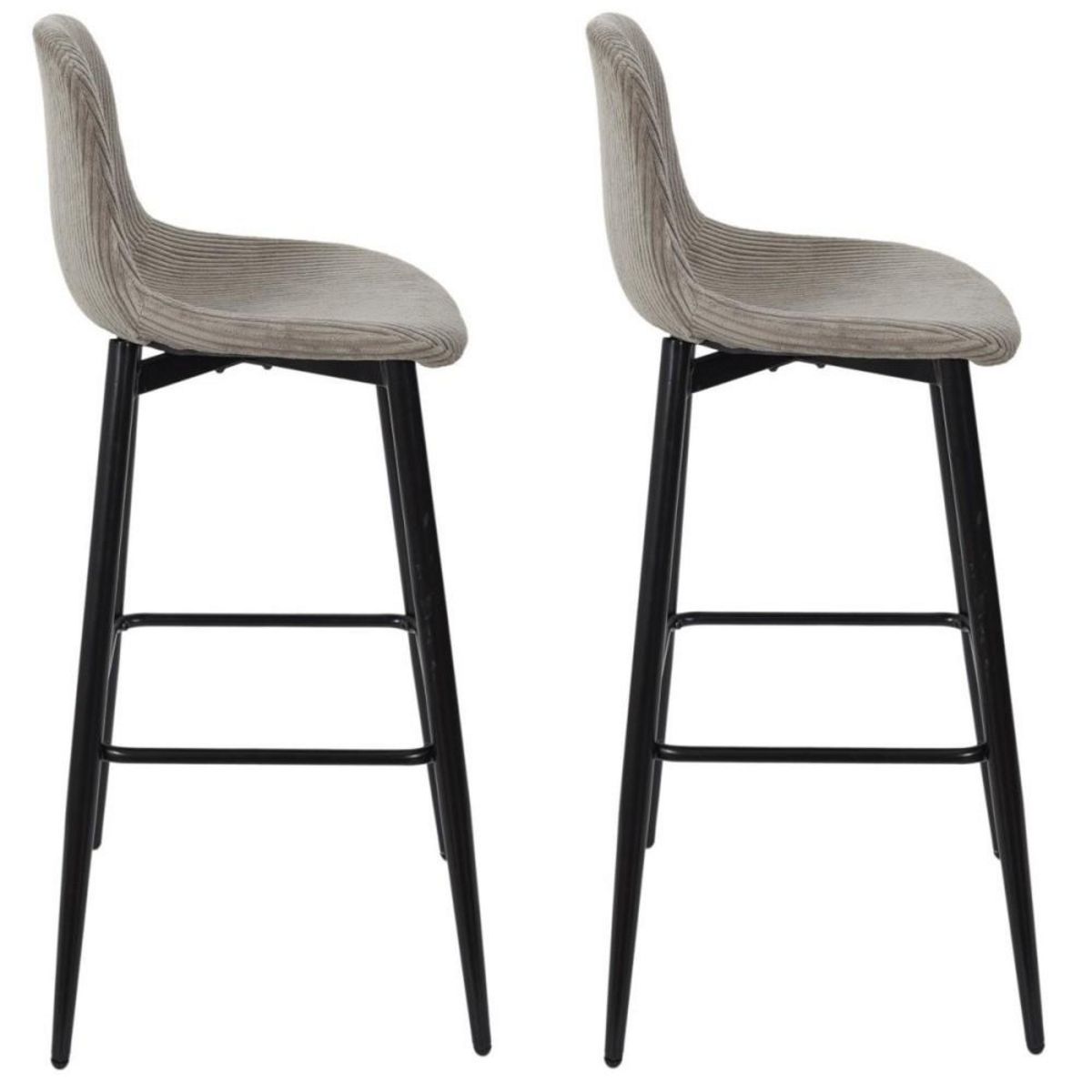 The Home Deco Factory Lot de 2 tabourets de bar côtelé SCOTT