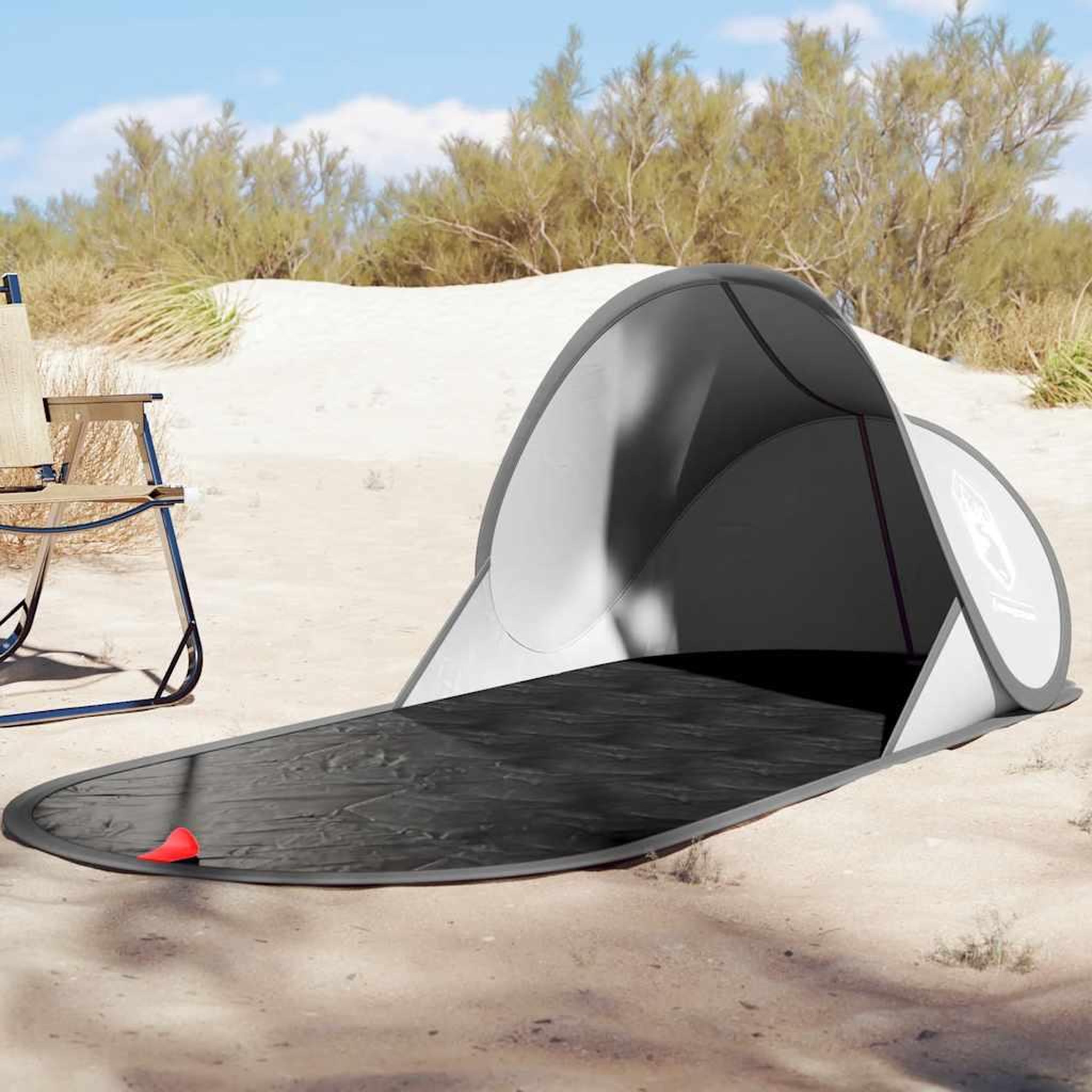 VIDAXL Tente de plage gris escamotable impermeable