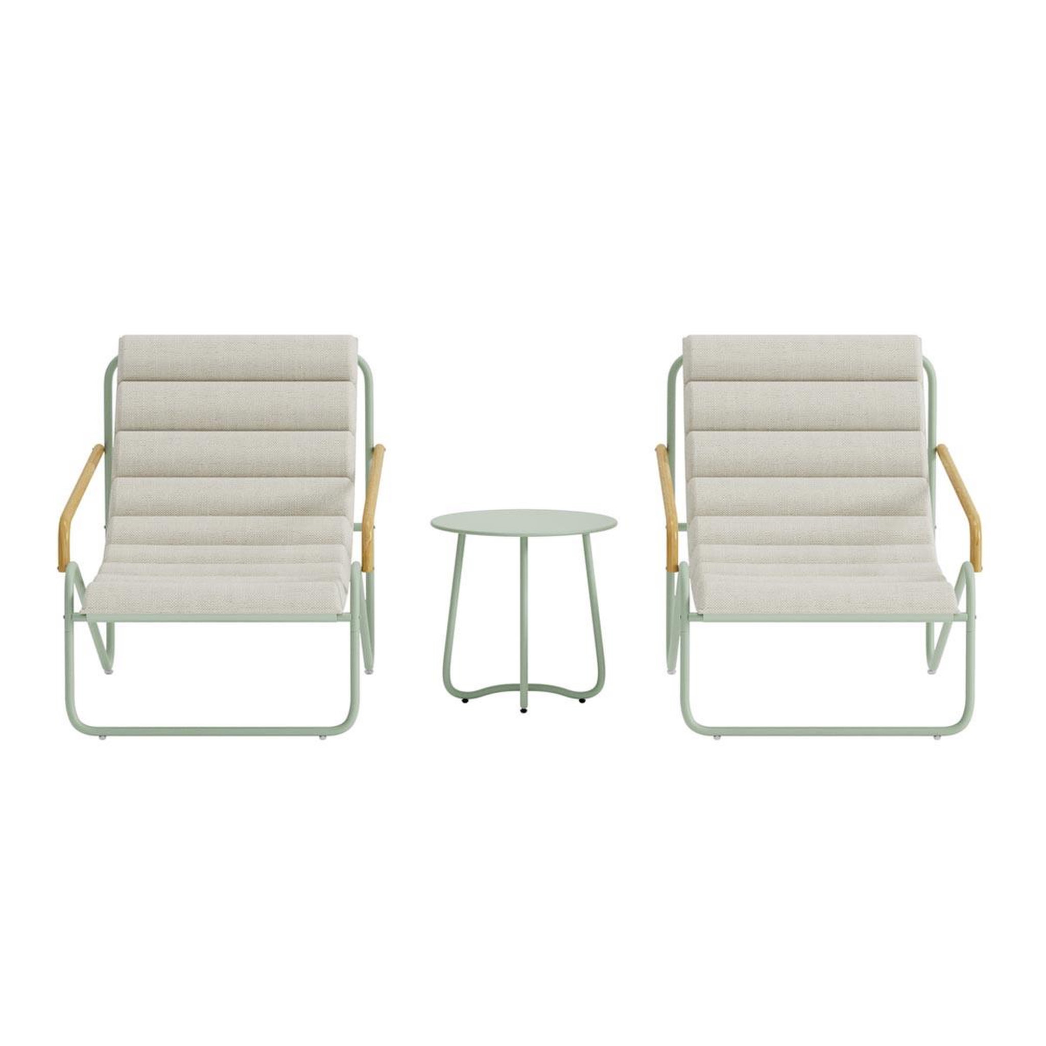 Voir la diapositive 2 : Paris Prix Salon de jardin lounge  ithaka  100cm beige & vert