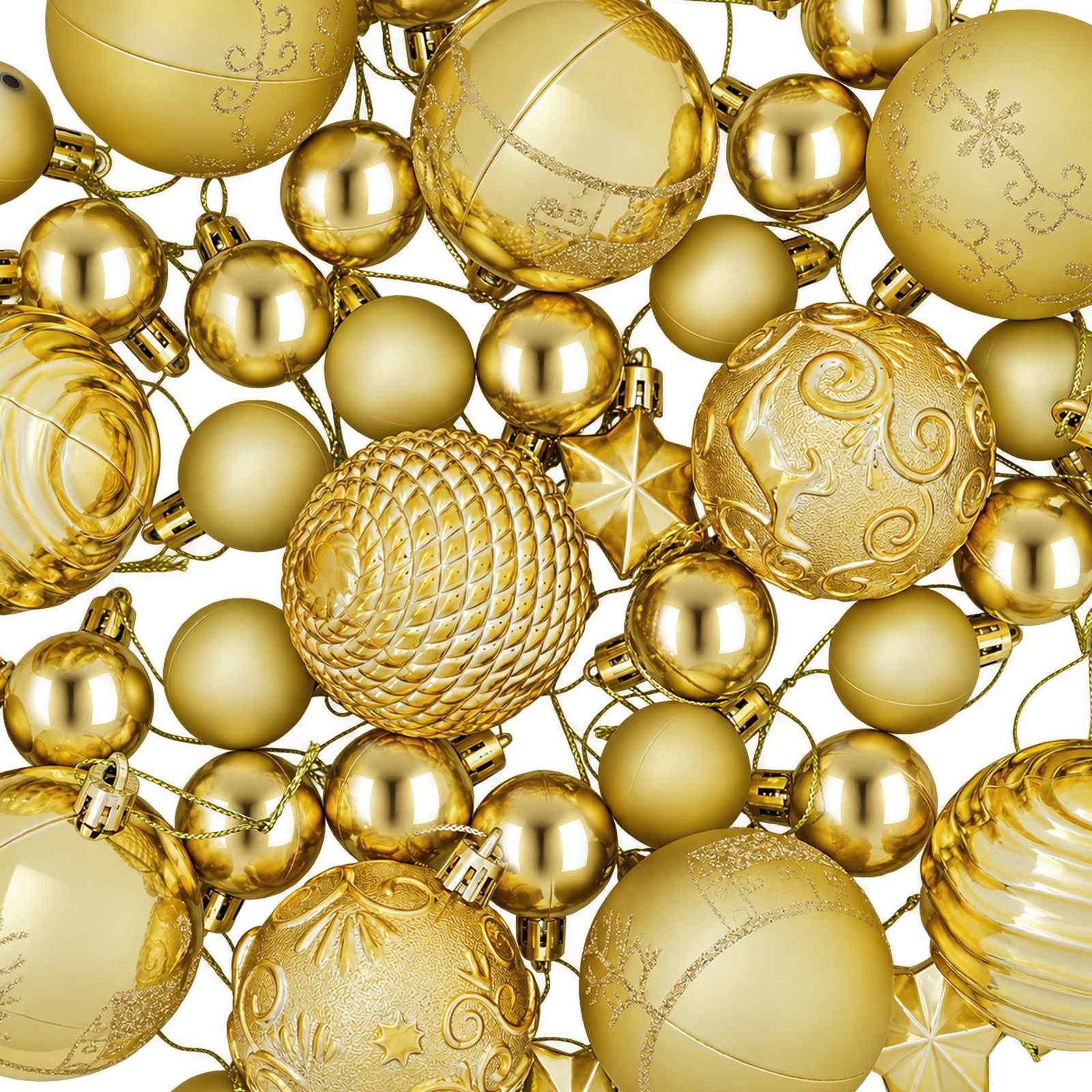 Voir la diapositive 6 : VIDAXL Ensemble de boules de Noël 88 pc Dore Diam. 6 cm Plastique