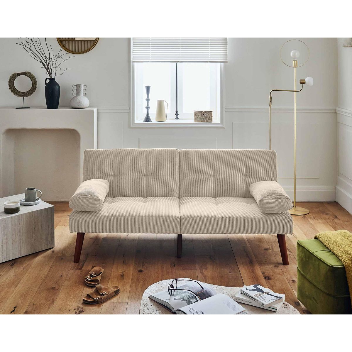 BEST MOBILIER Philae - canapé convertible clic-clac 2 places - velours côtelé