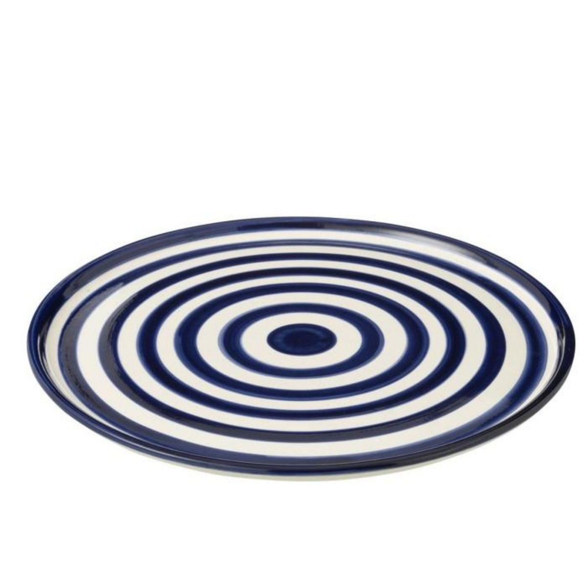 Paris Prix Assiette de Présentation en Céramique  Granada Rayure  34cm Bleu Cobalt