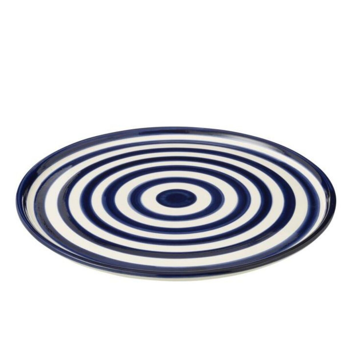 Paris Prix Assiette de Présentation en Céramique  Granada Rayure  34cm Bleu Cobalt