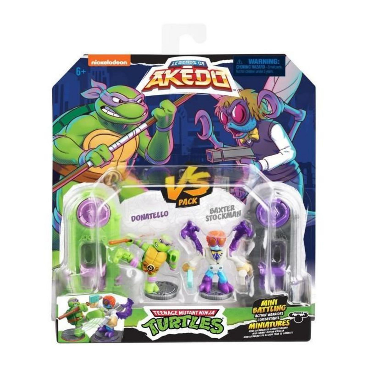 MOOSE TOYS Coffret de figurines Donatello vs Baxter Stockman - Akedo - Moose Toys - Tortues Ninja - Multicolore - Mixte