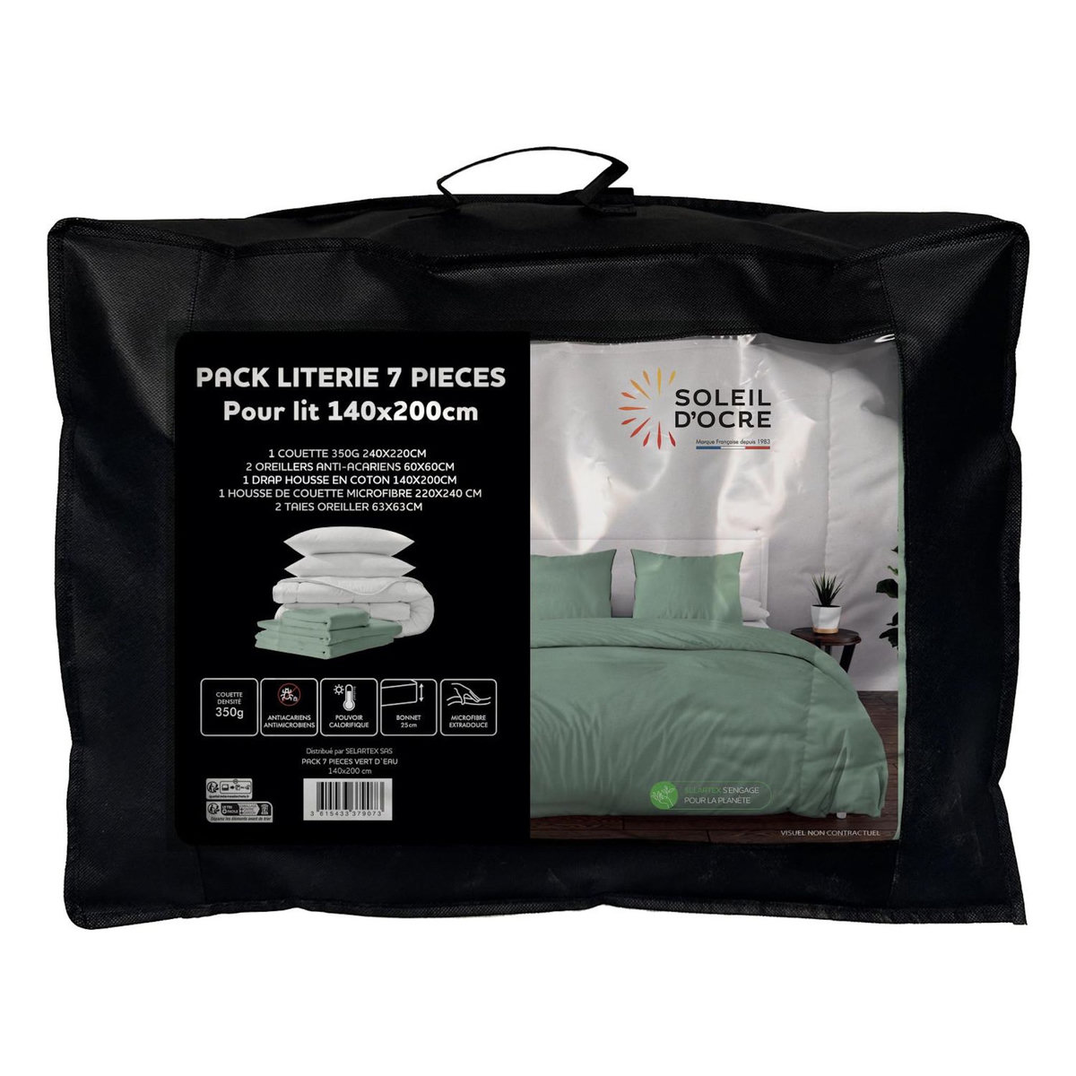 SOLEIL D'OCRE Ensemble couette et parure 7 Pièces BOHEME pour lit en 140x200 cm, par Soleil d'ocre