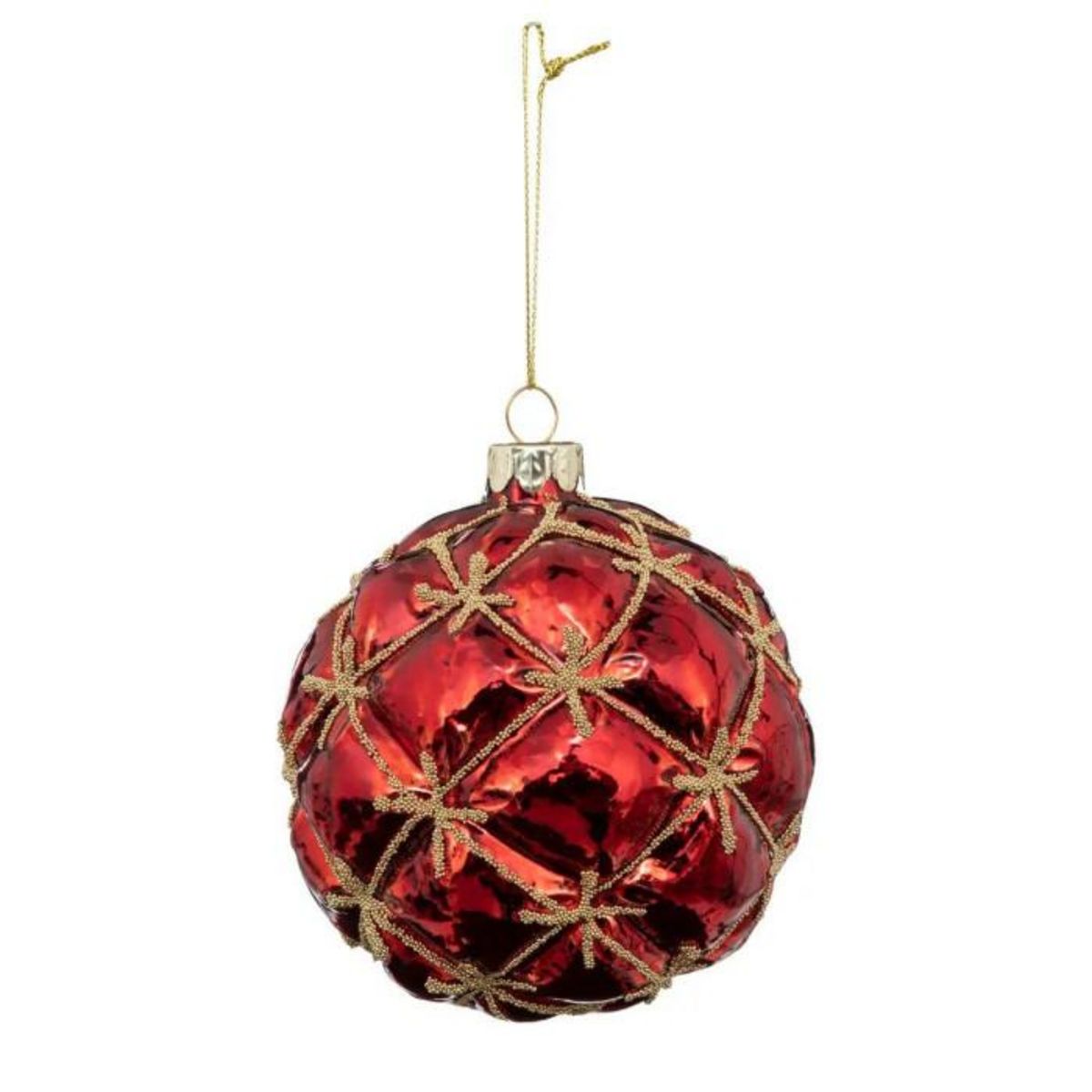 ATMOSPHERA Boule de Noël en Verre  Capitons  10cm Rouge