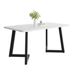MERAX Table à manger rectangulaire fixe blanc+noir - 68x117-117max.cm mdf