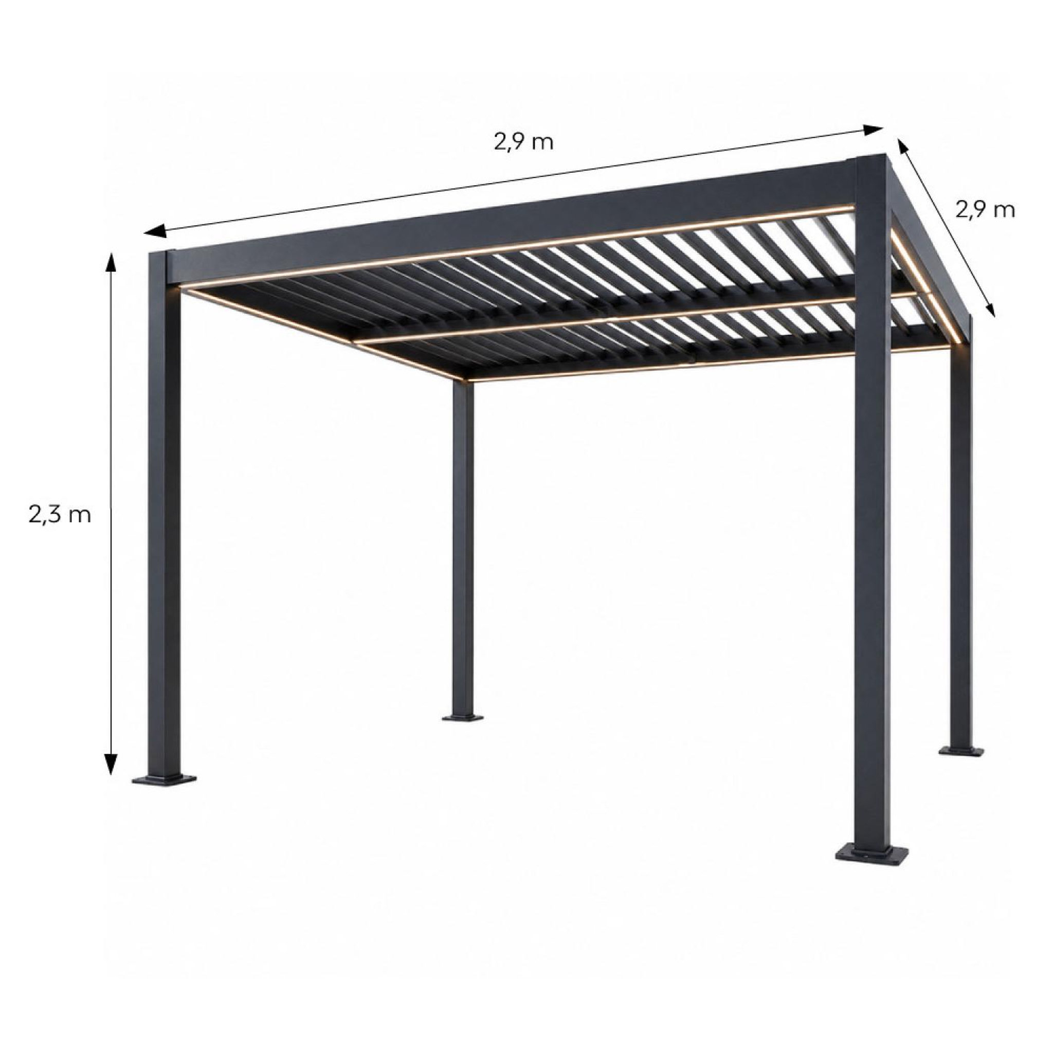 Voir la diapositive 3 : CONCEPT USINE Pergola bioclimatique à led 3x3m structure aluminium lames orientables corfu