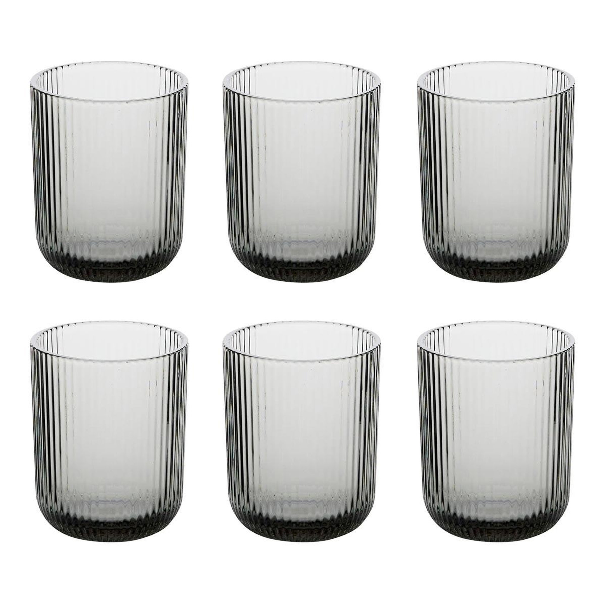 SECRET DE GOURMET Lot de 6 verres bas strie  ema  25cl gris