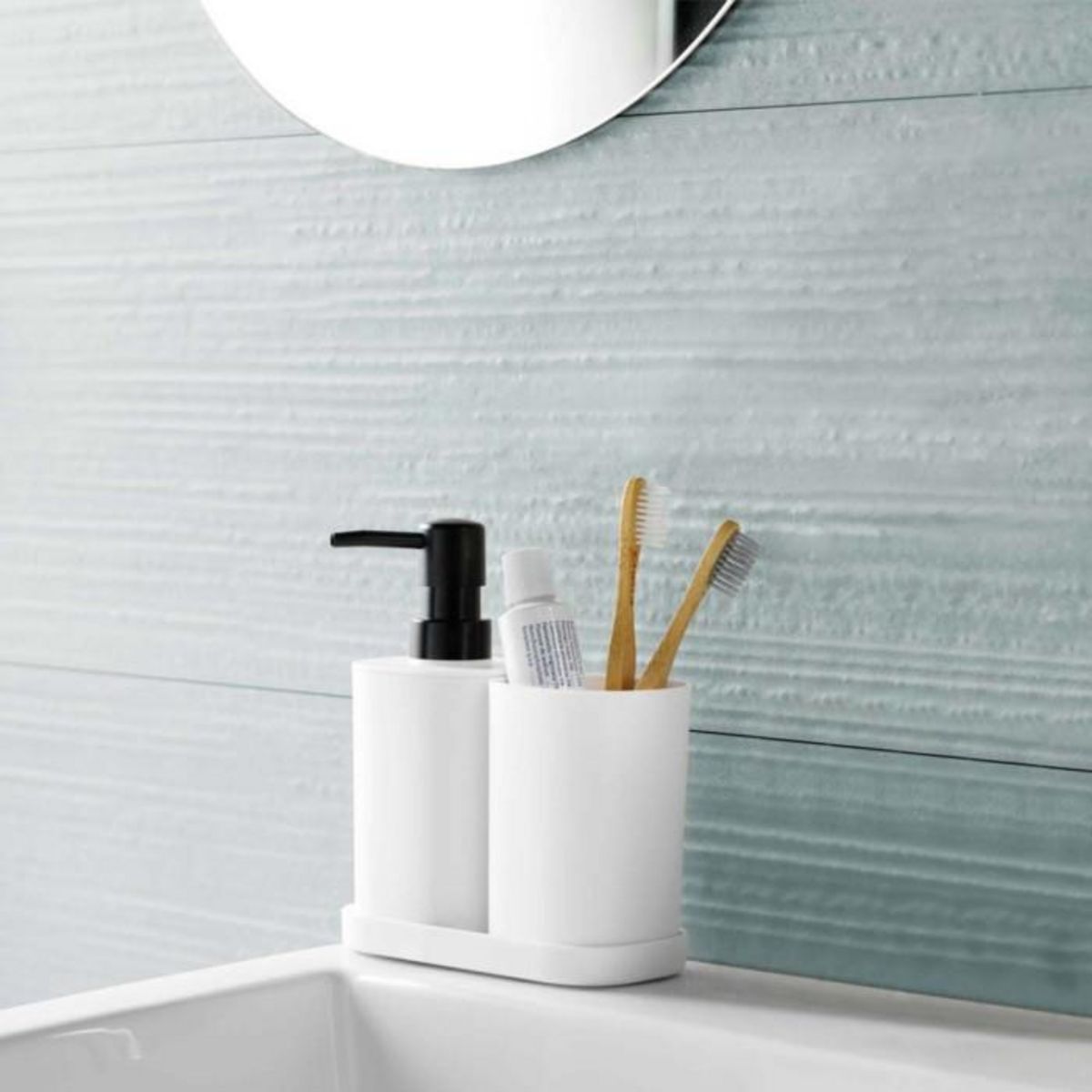 Paris Prix Set de 3 Accessoires Salle de Bain  Vita  19cm Blanc