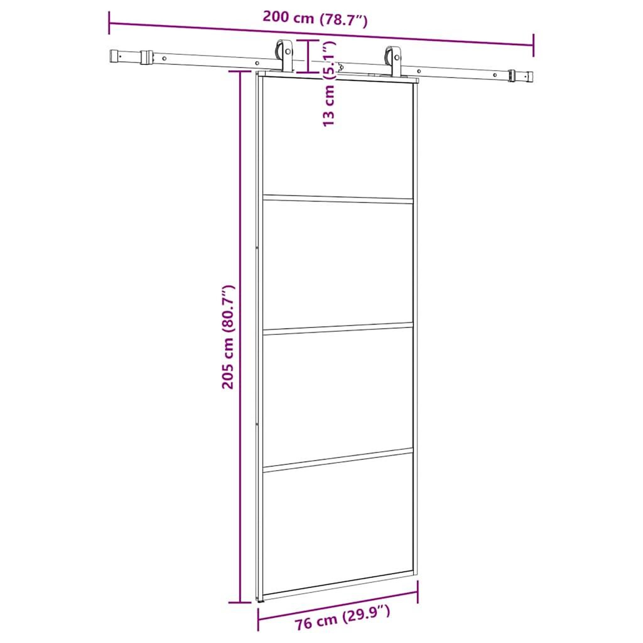 Voir la diapositive 6 : VIDAXL Porte coulissante kit de quincaillerie noir 76x205 cm verre ESG
