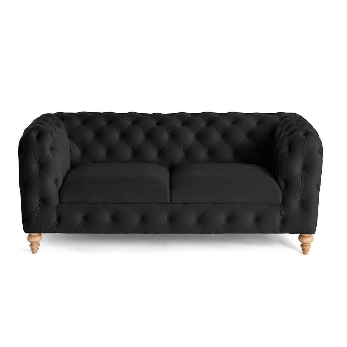 LISA DESIGN Walter - canapé 3 places chesterfield en velours - pieds bois