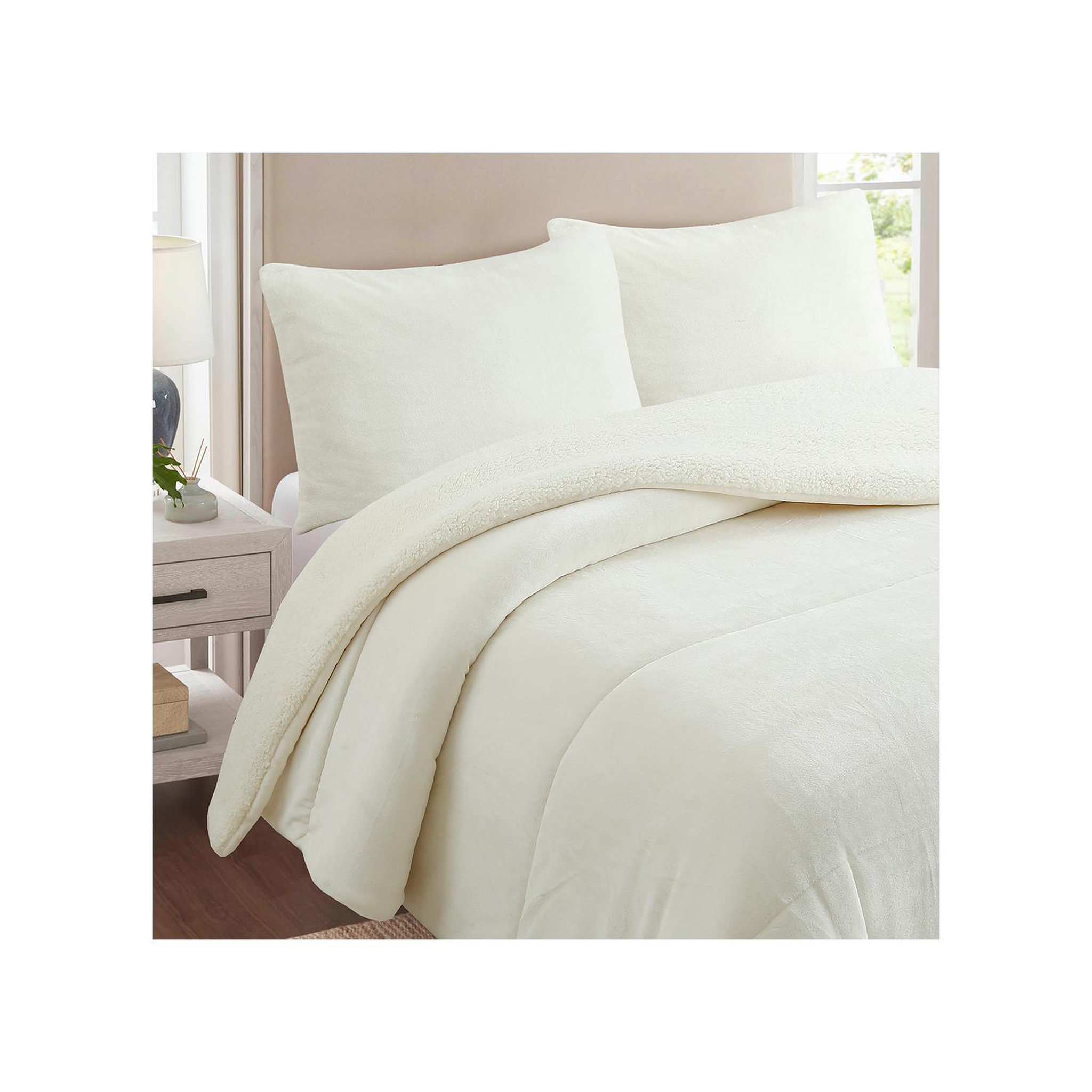 Voir la diapositive 1 : SOLEIL D'OCRE Couette polaire microfibre doublé sherpa bicolore, par soleil d'ocre