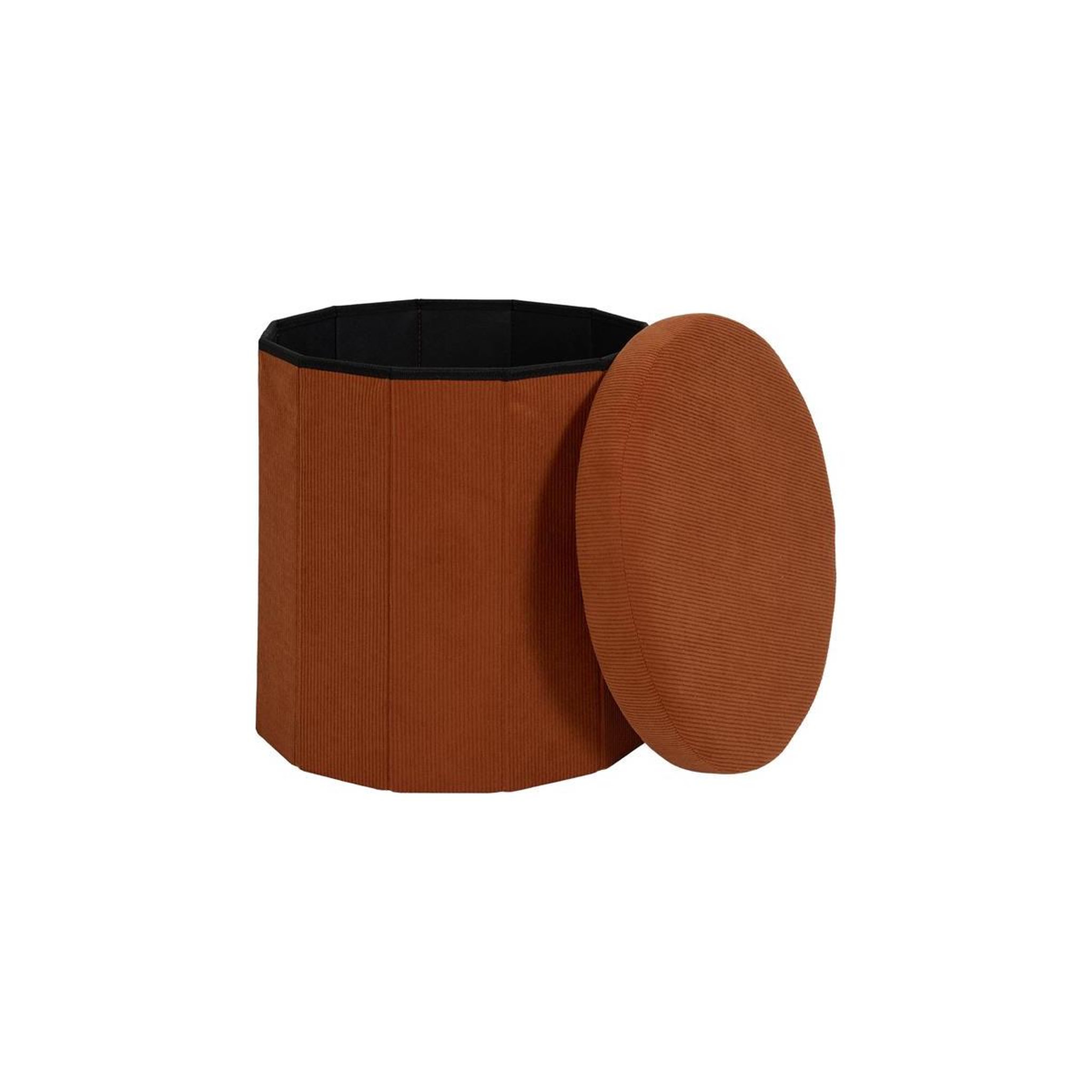 Voir la diapositive 2 : The Home Deco Factory Pouf coffre pliable côtelé  jules  38cm terracotta