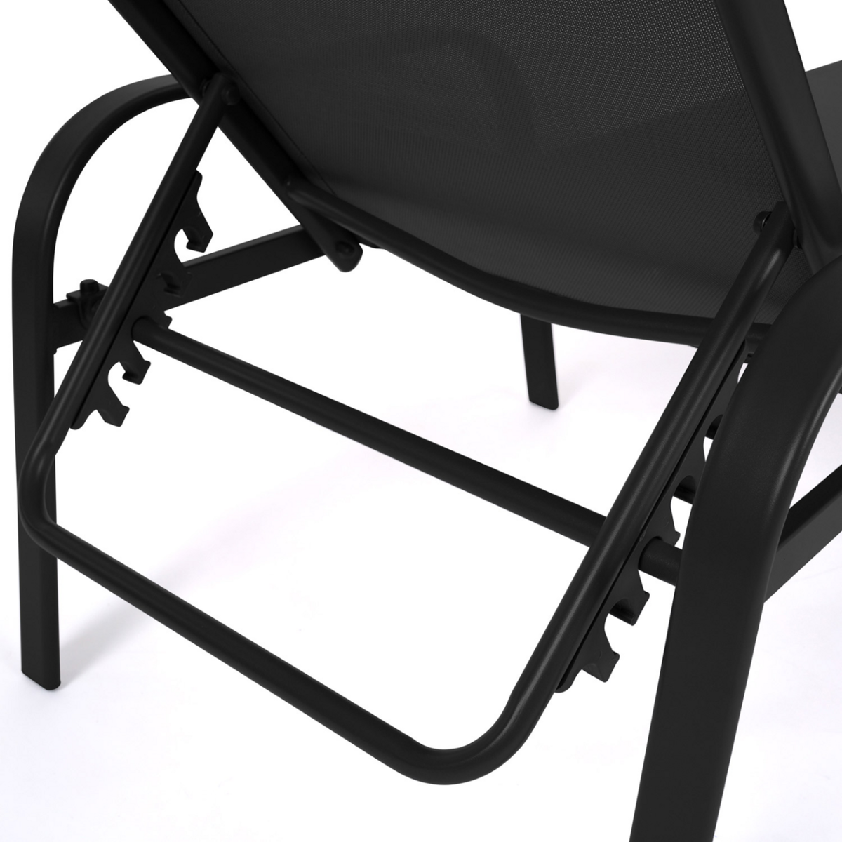 ID MARKET Lot de 2 transats de jardin inclinables FIDJI en acier noir et toile gris anthracite