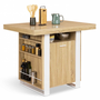 Voir la diapositive 1 : ID MARKET Ilot central PHOENIX 110 cm bois et blanc avec rangements