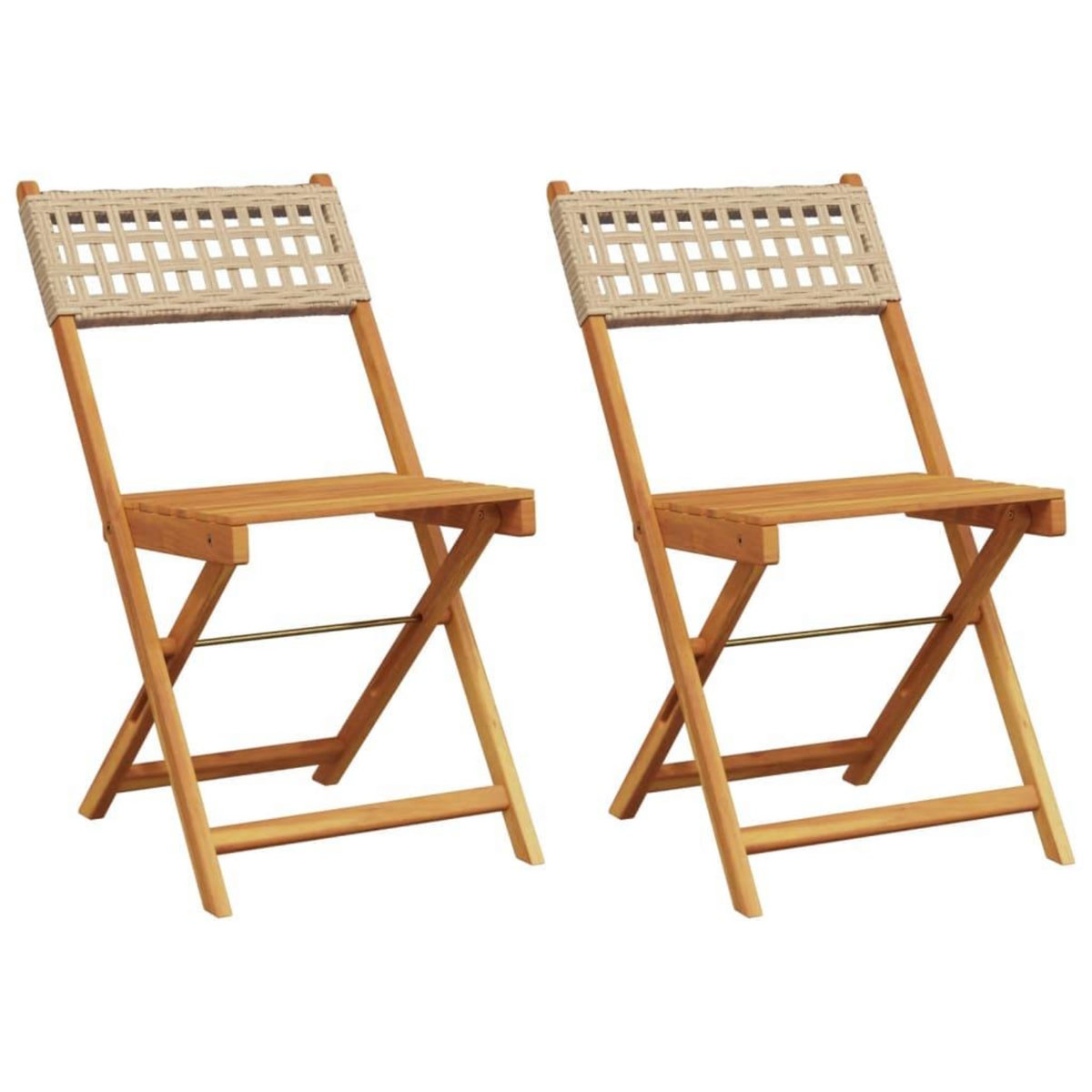 VIDAXL Chaises de bistrot lot de 2 beige bois massif d'acacia et rotin