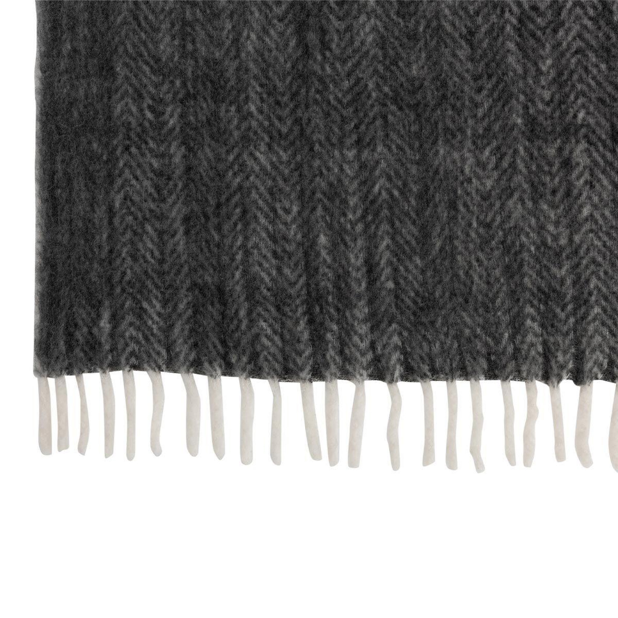 Voir la diapositive 2 : J-LINE Plaid déco  bord  136x190cm noir & blanc