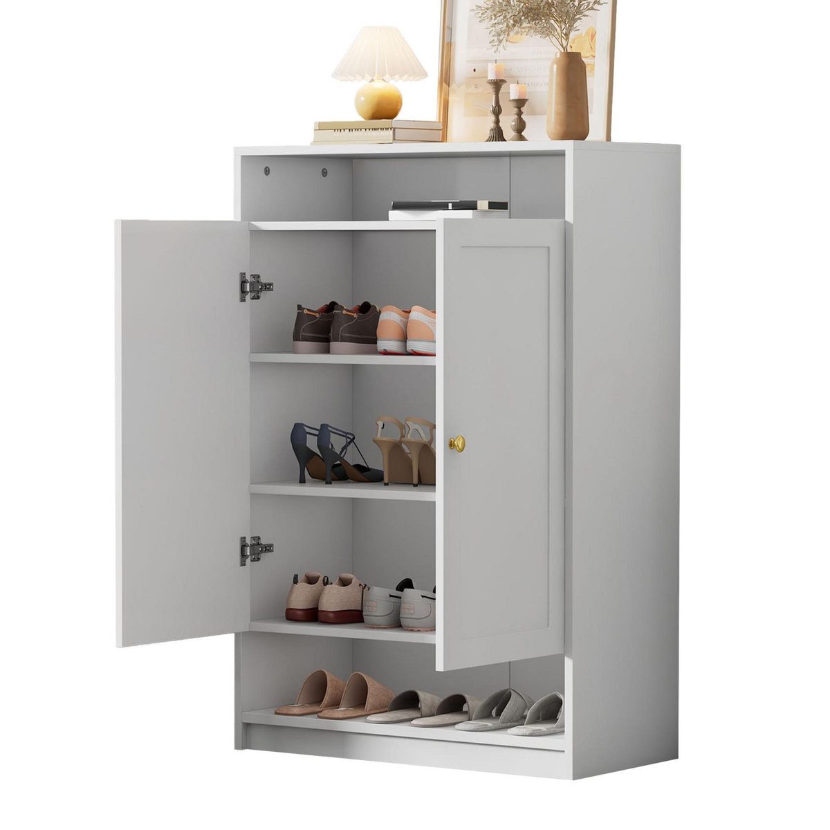 MERAX Meuble à chaussures 12 paires blanc panneaux de particules