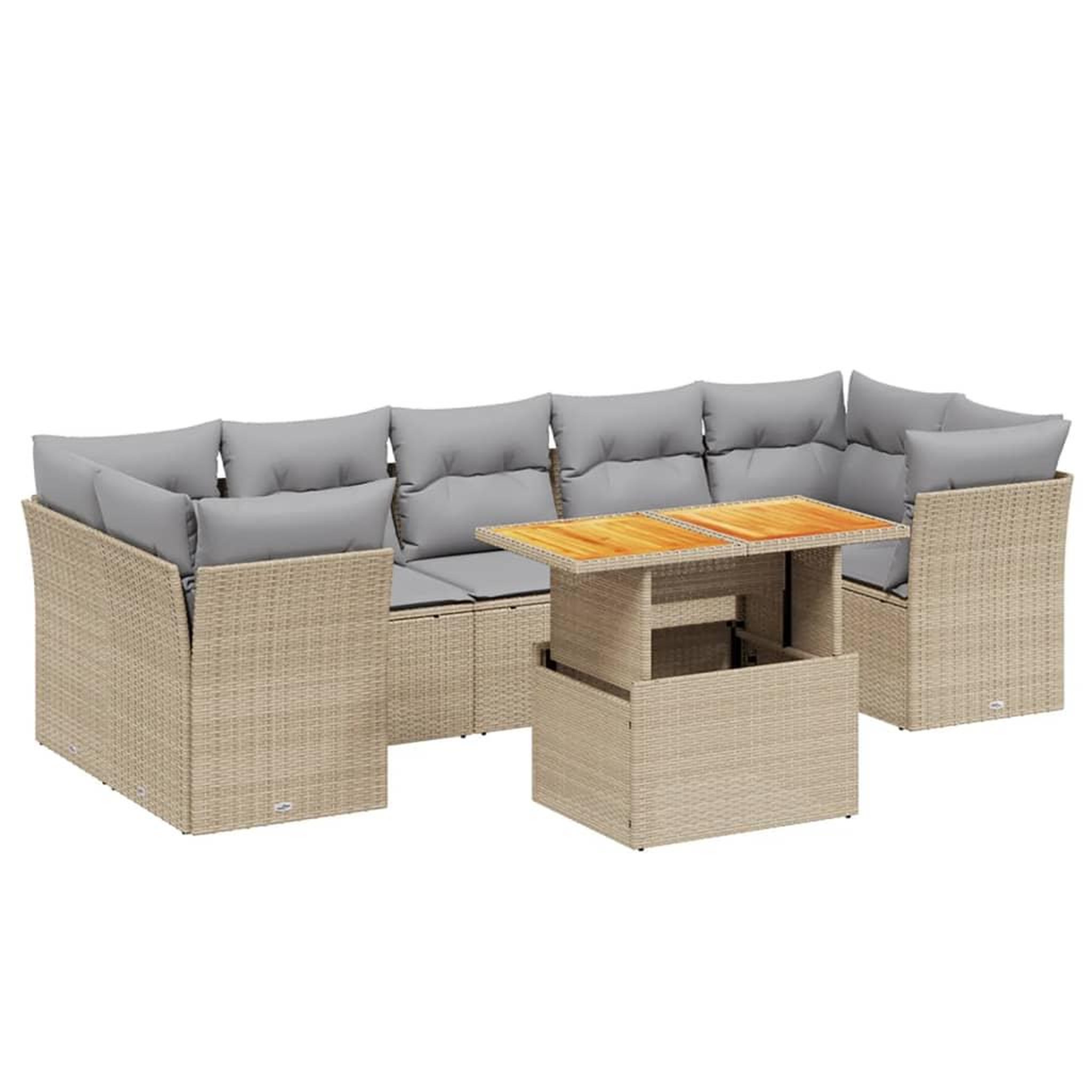 Voir la diapositive 2 : VIDAXL Salon de jardin avec coussins 8 pcs beige resine tressee