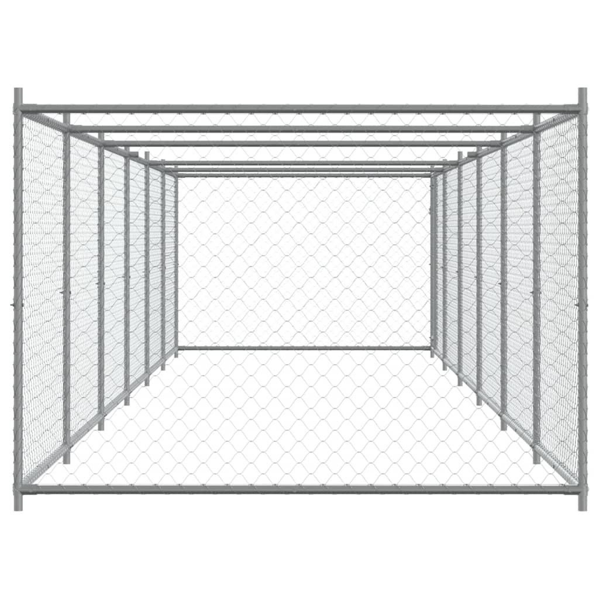 Voir la diapositive 5 : VIDAXL Cage pour chien avec porte gris 12x2x1,5 m acier galvanise
