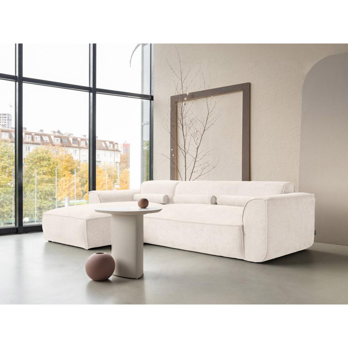 BEST MOBILIER Felix - canapé modulable d'angle gauche 4 places en tissu texturé