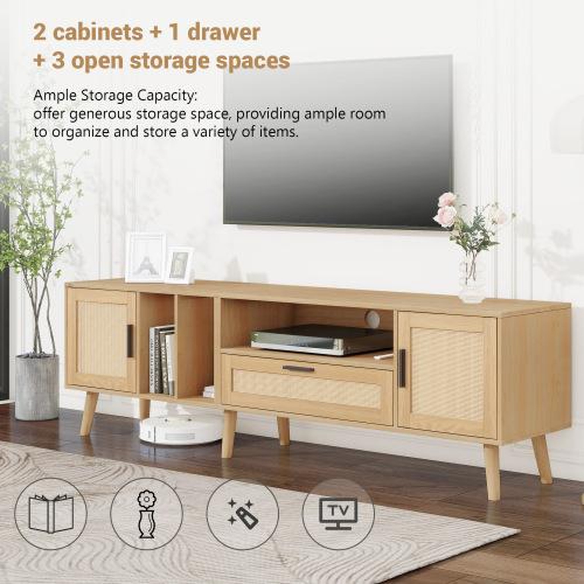 Voir la diapositive 5 : MERAX Meuble tv naturel 180 cm panneau de particules