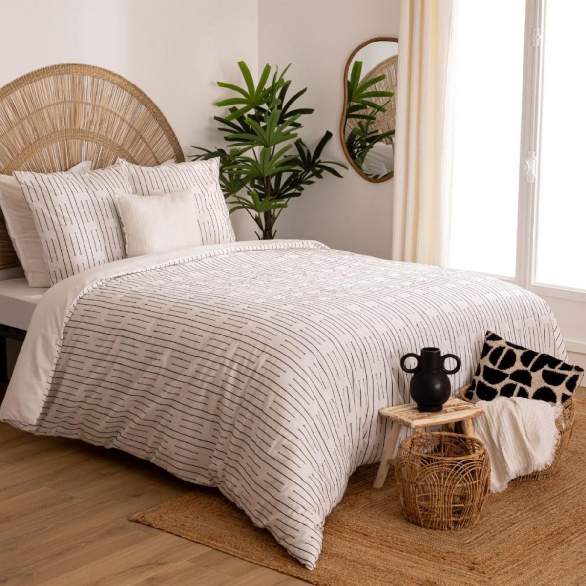 ATMOSPHERA Housse de couette 260x240 + 2 taies coton KAIN