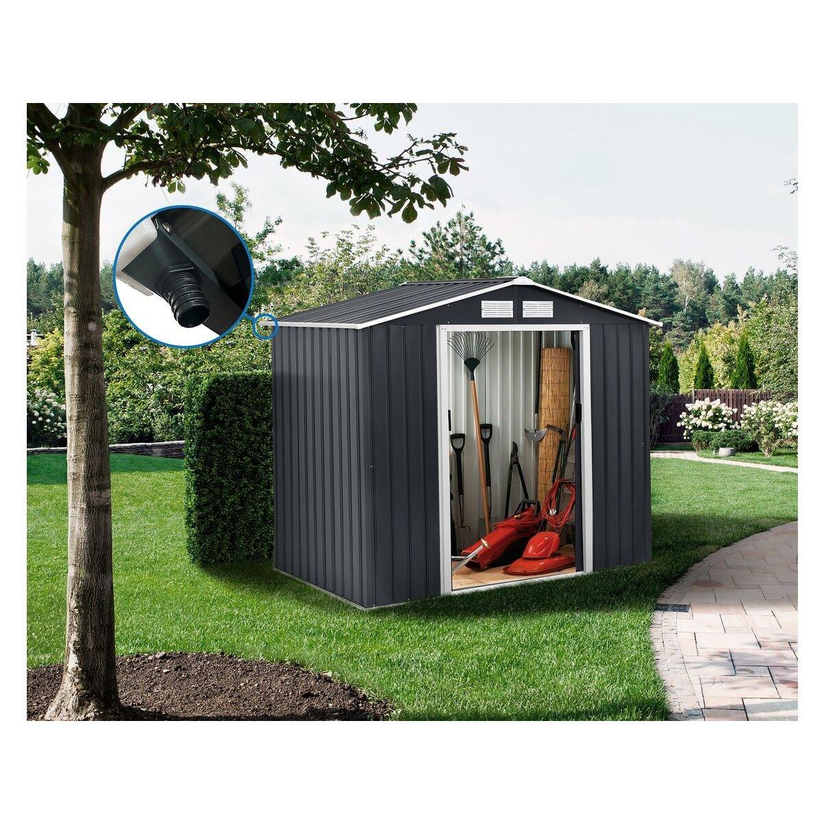 Habitat et Jardin Abri de jardin en métal  Vegas  5.29 m² avec gouttière - Gris