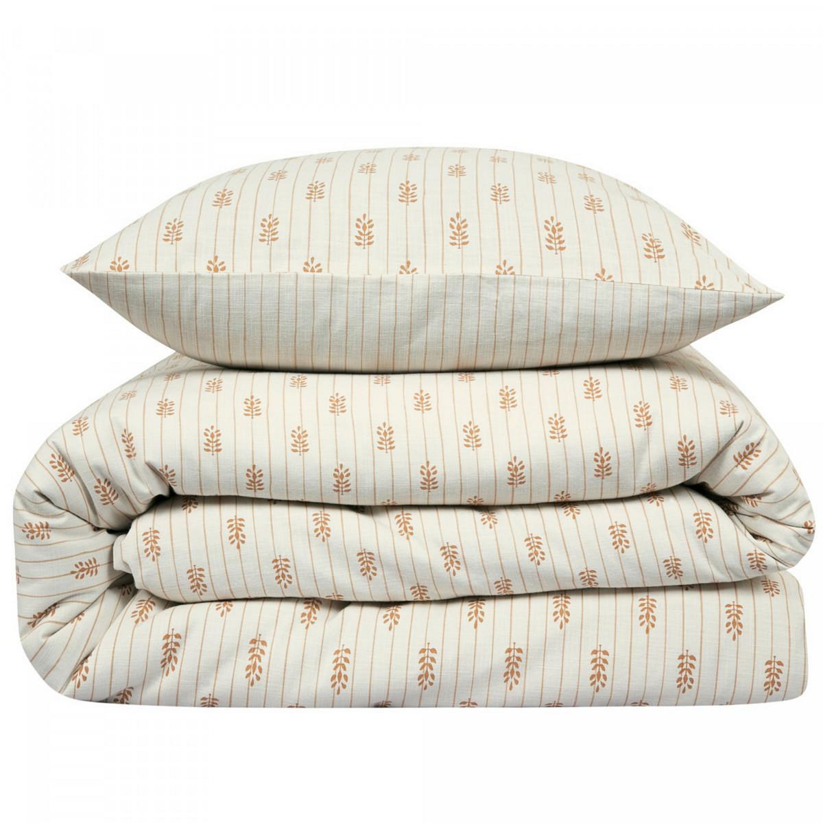 FUTURE HOME Parure de lit double à rayures fleurie effet lin