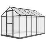 OUTSUNNY Serre de jardin alu polycarbonate 5,5 m² dim. 3,03x1,83x1,95m fondation lucarne porte loquet anthracite