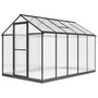 Voir la diapositive 1 : OUTSUNNY Serre de jardin alu polycarbonate 5,5 m² dim. 3,03x1,83x1,95m fondation lucarne porte loquet anthracite