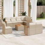 VIDAXL Salon de jardin avec coussins 9 pcs beige resine tressee