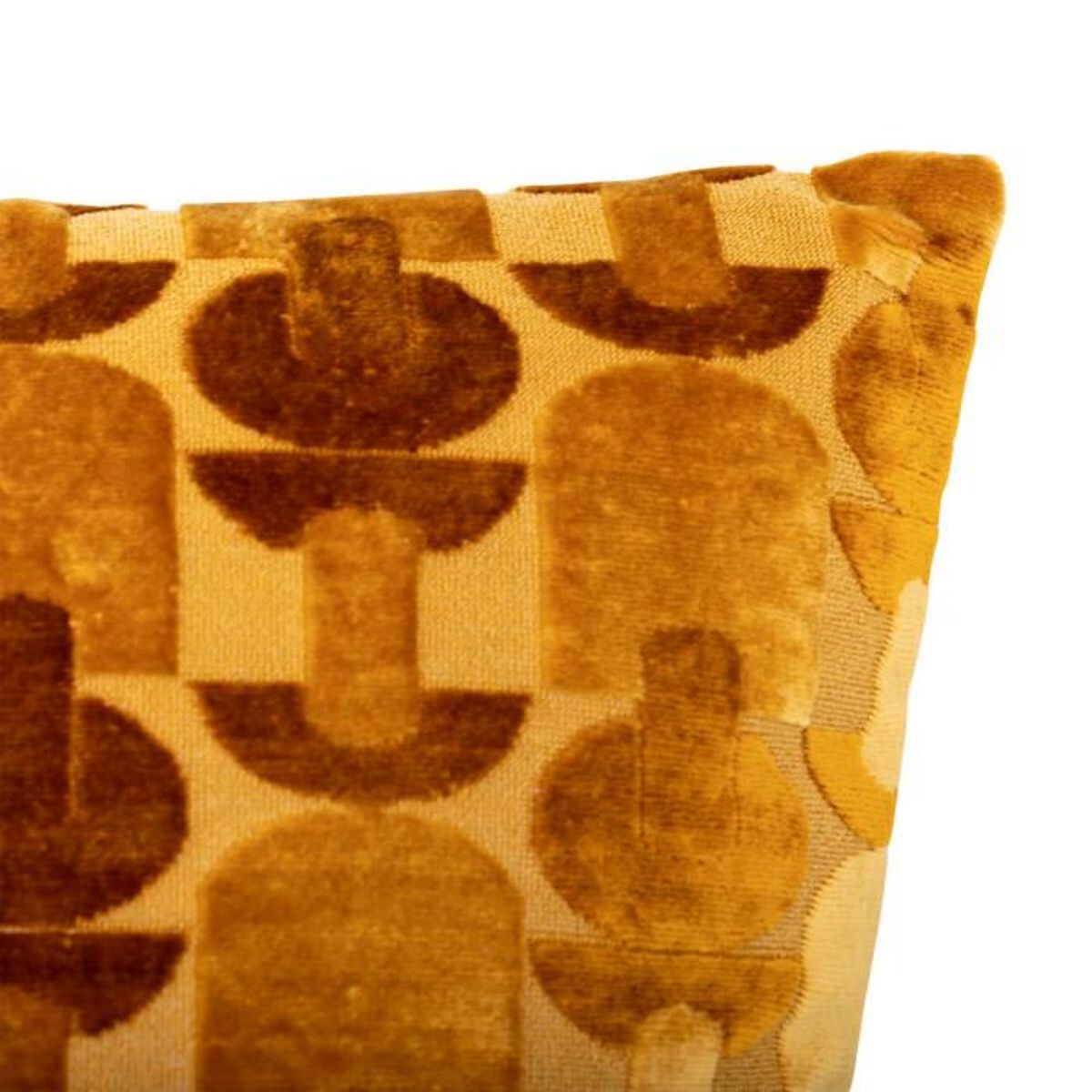 ATMOSPHERA Coussin Jacquard en Velours  Luna  40x40cm Ocre