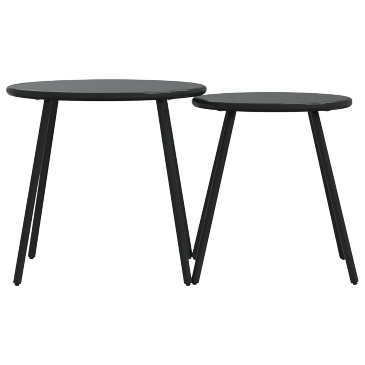 VIDAXL Tables basses de jardin 2pcs rondes noir acier enduit de poudre
